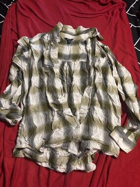 RW&CO. Olive Green and White Plaid Button-Down Shirt